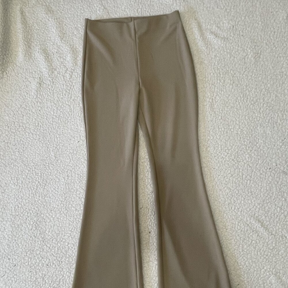 H & M dark beige dress slacks, elastic waist, flared leg - medium - Brand NWT